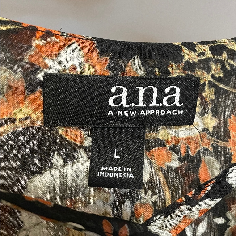 A.N.A Women’s Multicolor Floral Blouse (size L) - Picture 10 of 15
